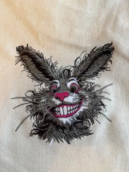 Preview: Bestickte Baumwolltasche - verrückter Hase