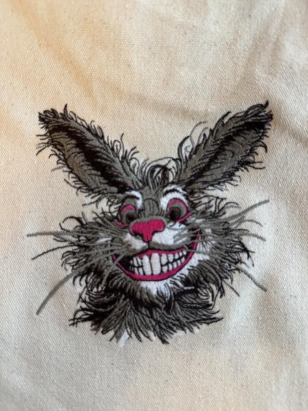 Bestickte Baumwolltasche - verrückter Hase